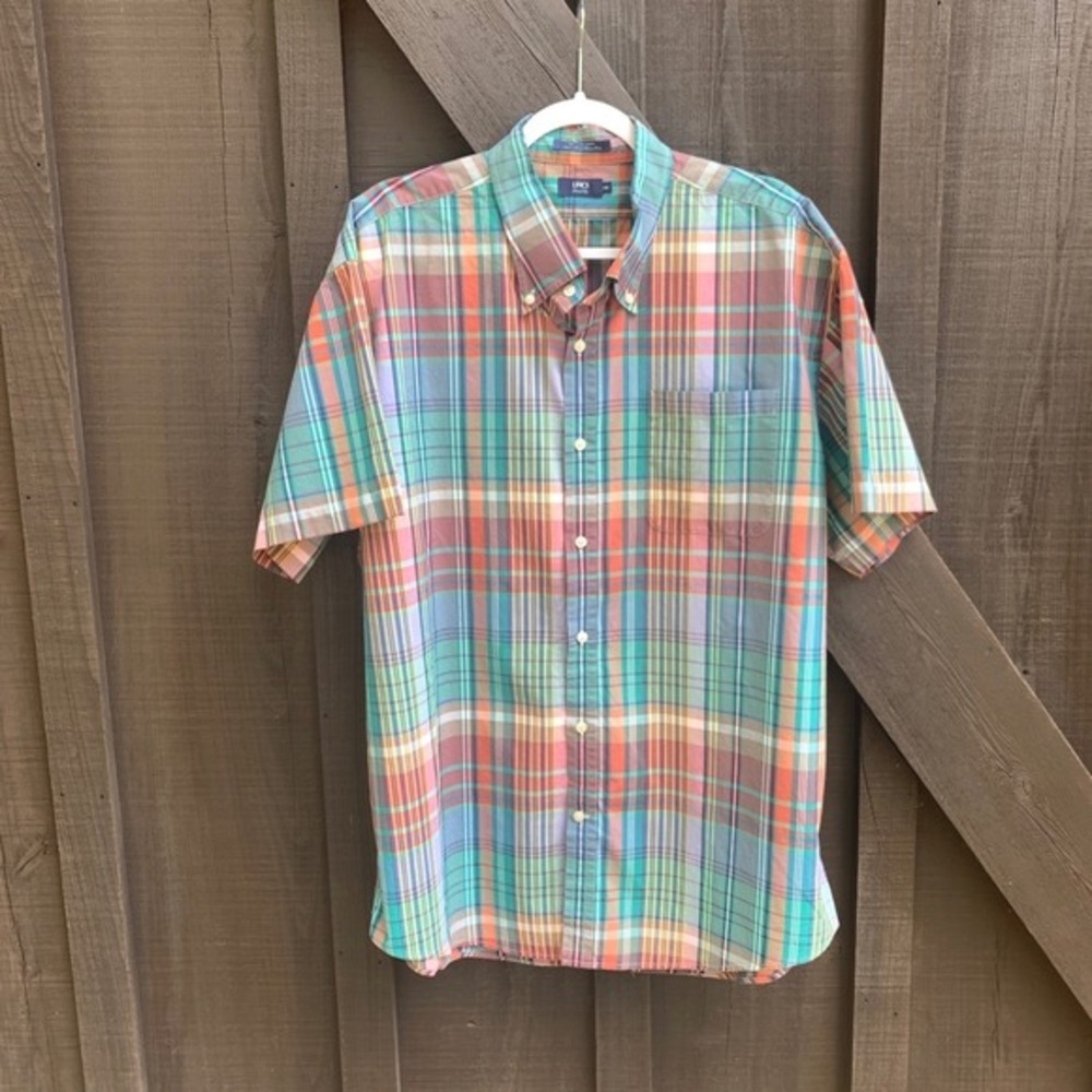 LINCS David Chu XXL Mens Casual Classic Plaid Button Down Short‎ Sleeve Shirt